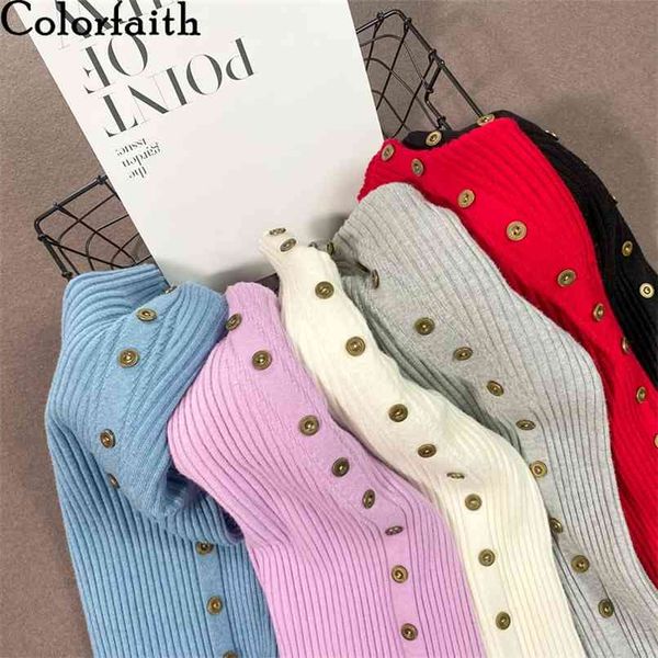 

women's autumn winter korean buttons knitwear turtleneck warm pullover minimalist elegant jumpers sw1044 210427, White;black