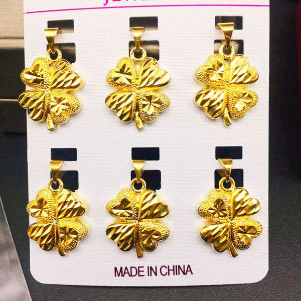 

fashion brass four leaf pendant necklace women's gold-plated jewelry, Black