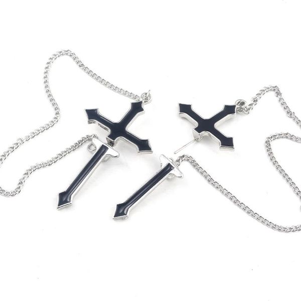 

rongji jewelry punk viking cross earrings men women tassels pendant dangle & chandelier, Silver