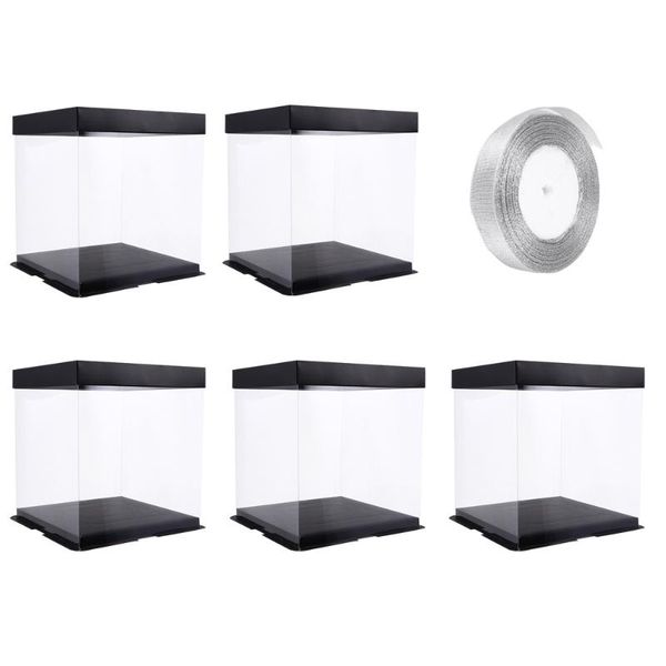 

transparent cake gift box birthday party packing case black paper cover wrap