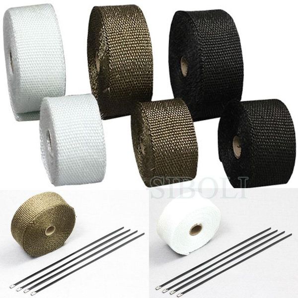 

motorcycle exhaust system 5m 10m pipe header heat stainless steel wrap resistant tie manifold insulation cloth roll ft002