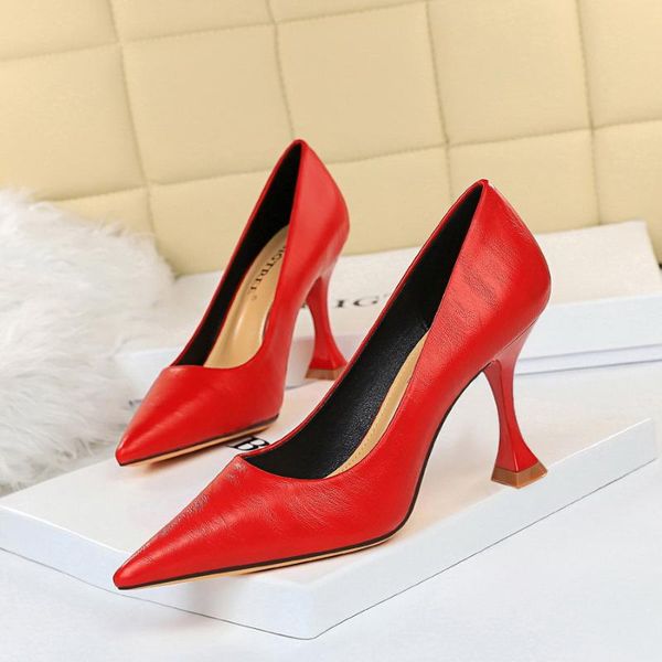

dress shoes brand pointed toe women office high heels slip on pumps shallow slides fashion stilettos zapatos de mujer, Black