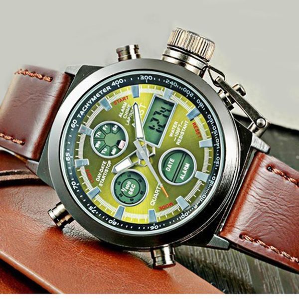 

wristwatches amst sports watch men multifunction luminous waterproof alarm quartz watches led digital relogio masculino 202, Slivery;brown