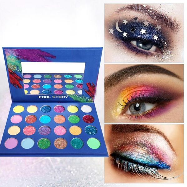 

24colors uv glow eyeshadow palette neon sequins matte in the dark fluorescent eyeshadows with mirror1