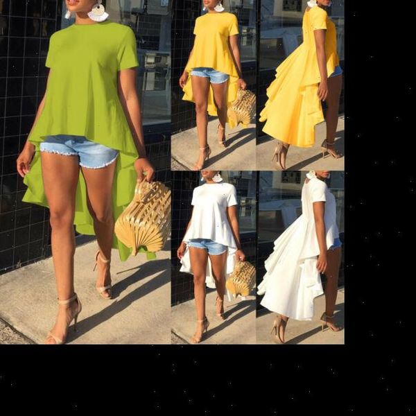 

fashion women blouses womens ladies solid casual loose short sleeve tunic long tail blouse plus size summer, White