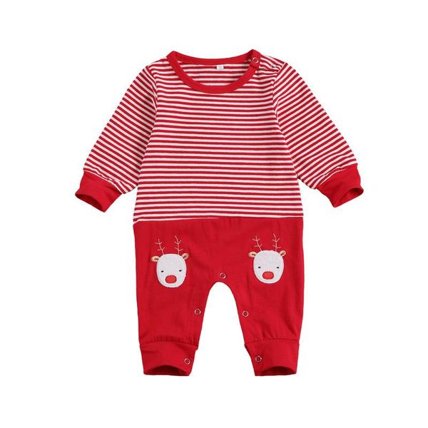 

jumpsuits pudcoco 0-18m born baby boy girl christmas costumes long sleeve deer print striped o-neck red jumpsuit autumn clothing, Blue