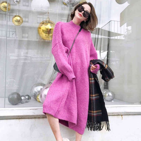 

women's sweaters winter dresses, loose sweater gowns, korean fashions, long pullover's dress, urban fashion, warm knitted large si, White;black