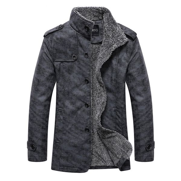 Inverno caldo ecopelle giacca da uomo solido manica lunga PU cappotto in pelle colletto alla coreana spessa slim fit giacca da uomo trench 211111