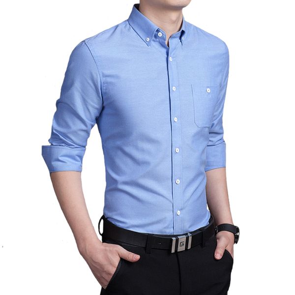 

brands mens fashion boutique cotton solid color official business long-sleeved shirts mens slim casual shirts male 4xl 5xl, White;black