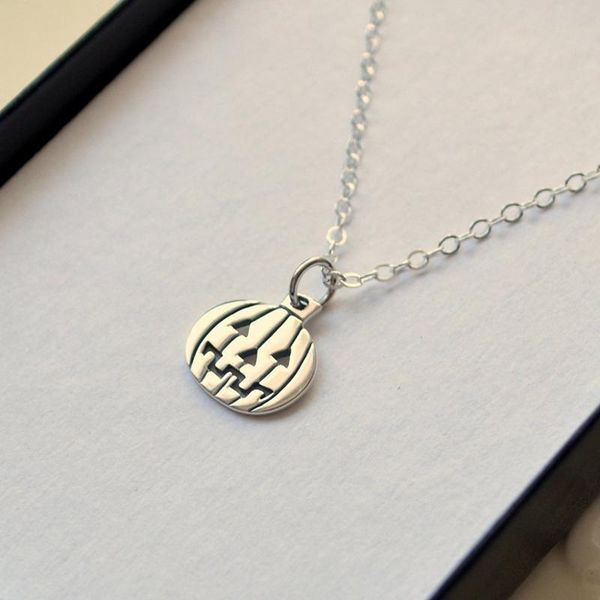 

chains gothic creative halloween necklace funny horror pumpkin head alloy pendant men and women fashion jewelry gift, Silver