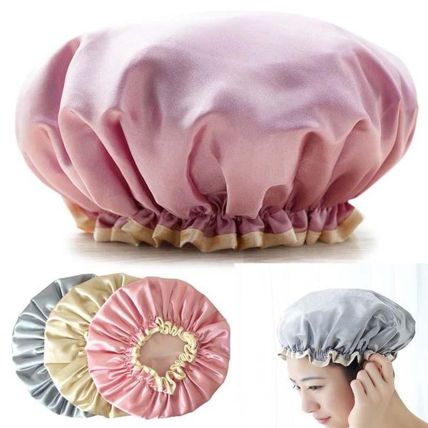 

shower caps 10pcs double layer waterproof bath cap cosmetic care elastic headband hat suitable for bathroom supplies men women
