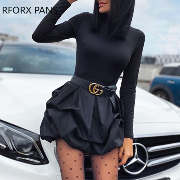 

Solid Long Sleeve Mini Bud Dress Party Dress Black Dress Women
