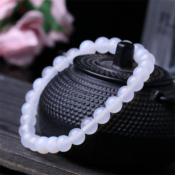 

beaded, strands customize fashion elastic white onyx bead bracelets femme agates bracelet for women girl man men friendship summer jewelry, Black