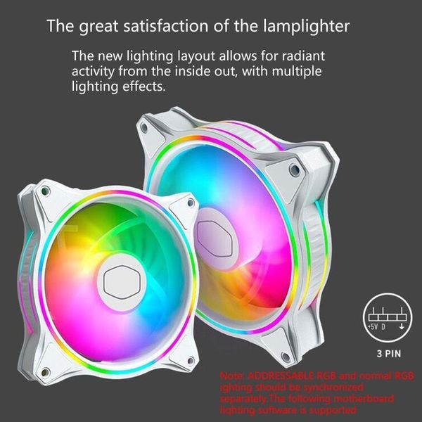 

cooler master masterfan mf120 halo dual ring addressable rgb fan for pc computer case liquid radiator c5ae lapcooling pads