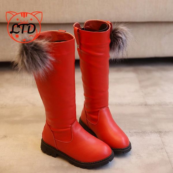 

girls boots winter fashion children kids shoes pu leather waterproof rubber for girl size 26-37, Black;grey