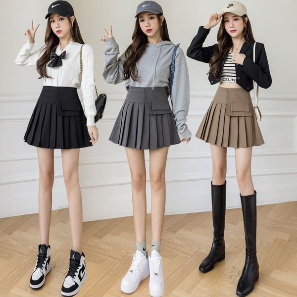 

skirts pleated women's a-line autumn and winter 2021 high waist thin black gray short suit skirt fashion