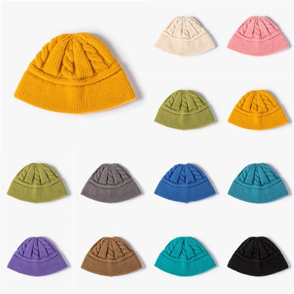 

berets women's fashion casual twisted woolen hat winter thicken warm outdoor knitted women men solid color hat#f, Blue;gray