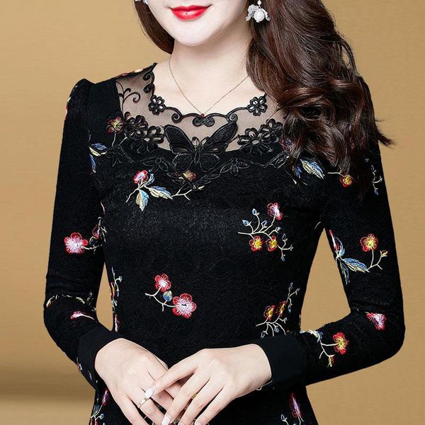

hollow out women spring autumn style lace blouses shirts casual long sleeve patchwork spliced turtleneck blusas df2342, White