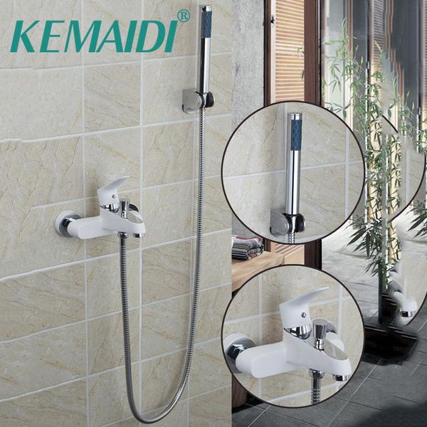 

white painting bathroom wall mounted shower spray with plastic handle solid brass mixer bathtub faucet set sets