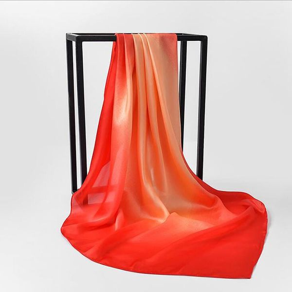 

scarves 90*90cm women gradient color print scarf square lady wrap small office neck head hair foulard scarfs, Blue;gray