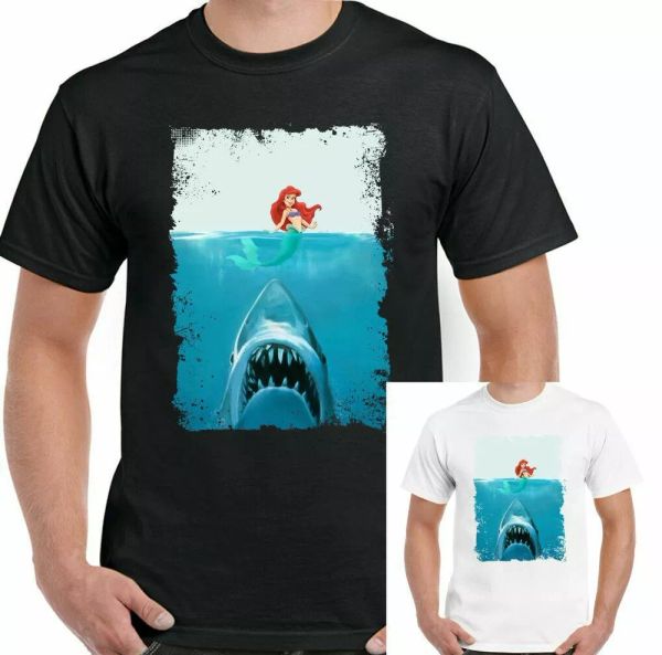 

funny mens jaws parody t-shirt 70's classic movie diving fishing, White;black