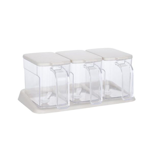 

in 1 dustproof easy clean storage container sugar modern jar clear seasoning box kitchen with spoons restaurant salt bottles & jars