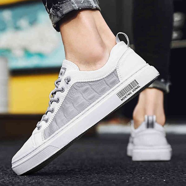 

dress shoes 2021 spring breathable white all-match men sneakers lace-up lightweight flat fashion casual man footwear rf18, Black
