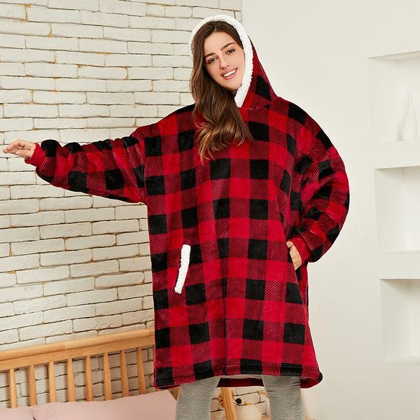 

blankets tv hooded winter warm sofa sherpa fleece hoodie blanket with sleeves kid plush wearable weighted outwears