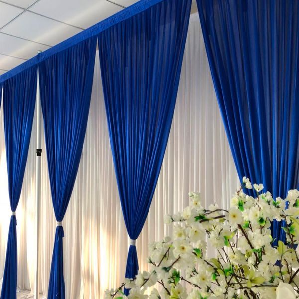 2020 aprile Nuovo Arriaval 3m H x6mW Royal Blue Front Nomantic Swag Tende per la decorazione della festa nuziale sullo sfondo