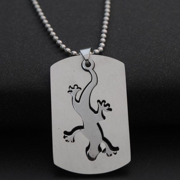 

pendant necklaces dinosaur chameleon stainless steel necklace removable animal dragon salamander gecko lizard amulet, Silver