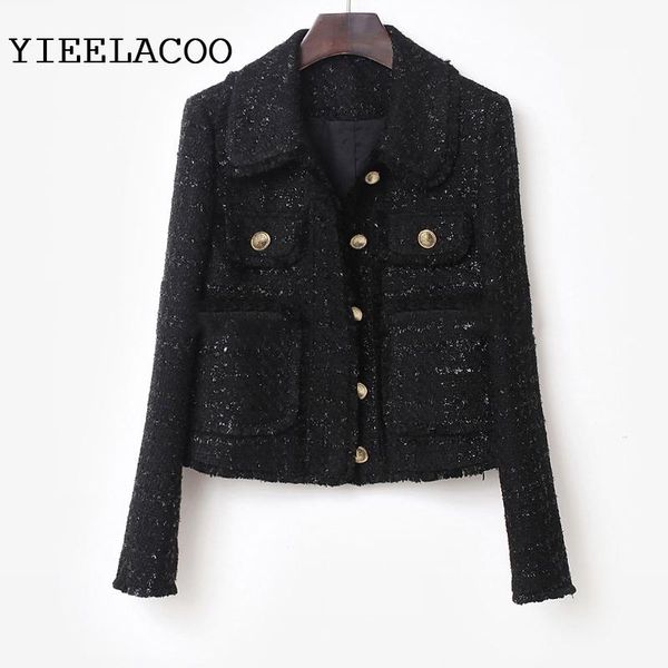 

women's jackets tweed jacket women black spring / autumn /winter coat classic ladies one-piece, Black;brown