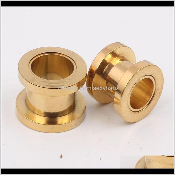 

plugs & tunnels drop delivery 2021 100pcs/lot mix 7 size body jewelry gold stainless steel screw ear plug flesh tunnel ao4xk, Silver