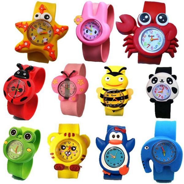 Mode Kinder Kinder 3D Cartoon niedlichen Tier Slap Sportuhren Großhandel Jungen Mädchen Süßigkeiten Gelee Geburtstagsgeschenk Armbanduhren