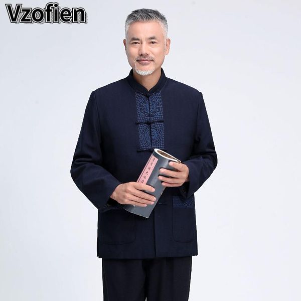 

ethnic clothing traditional chinese style tai chi uniform embroidery hanfu blouse men vintage jacket middle-aged and elderly tang su, Red