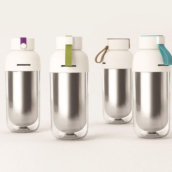 

water bottles creative double layer leak-proof insulated bottle with portable silicone rope tour hiking vacuum flash bpa free