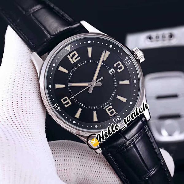 

watches men luxury brand master polaris memovox le q2008470 2008470 automatic mens watch black dial steel case black leather strap sport e15, Slivery;brown