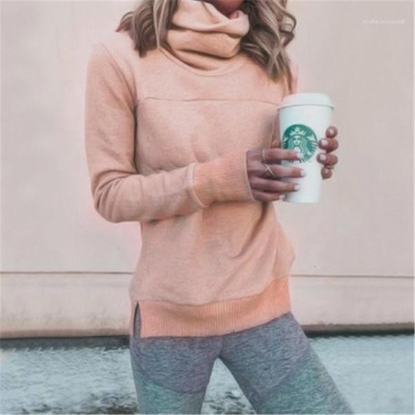 

women's hoodies & pullovers designer winter female loose turtleneck tshirt women high neck long sleeves sweatshirts fashion trend casu, Black