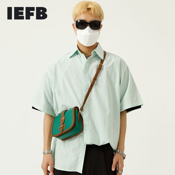 

iefb men | 1 summer korean loose solid color shirt men's design sense and casual men's 9y7616 210524, White;black
