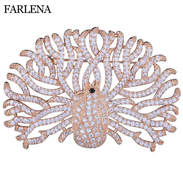 

pins, brooches farlena jewelry luxury micro pave zircon peacock for women wedding party accessory fashion cz crystal brooch, Gray