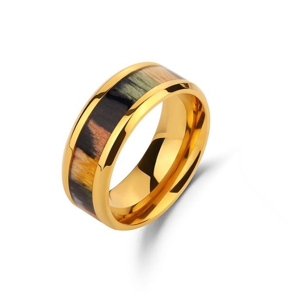 

2021 five color wood ring stainls steel jewelry, Silver
