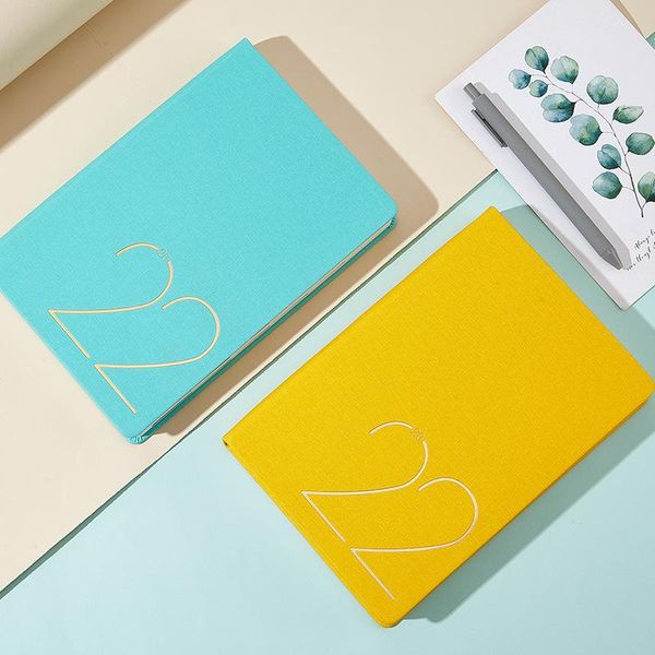 

notepads 2022 embossed cloth cover calendar schedule book 365 days time management manual plan gift box notebook diary journal notebooks, Purple;pink