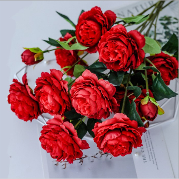 

10 bouquets of peonies 3 heads high-quality artificial flowers wedding flower arrangement diy indoor furnishings home decoration