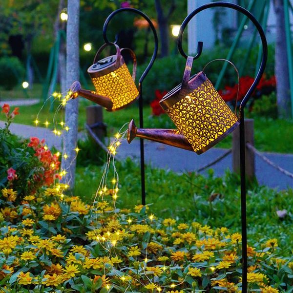

lawn lamps solar powered shower waterpring can sprinkles star iron fairy light art led string decoration outdoor garden