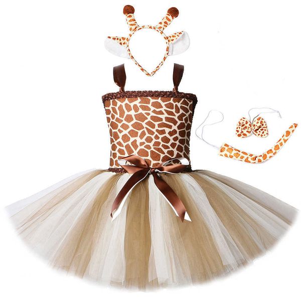 Girafa menina girafa girafa drcartoon animal traje de desempenho para crianças trajes de halloween meninas Natal tutu vestidos x0803