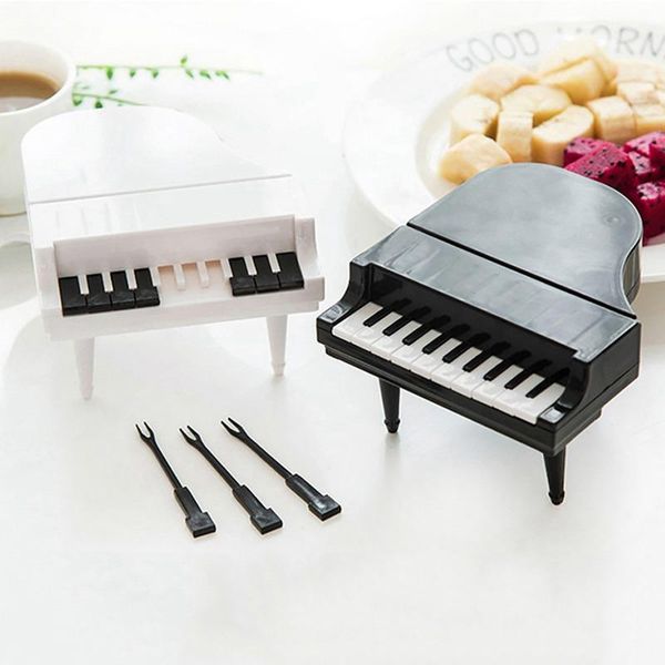 

forks black creative piano modeling keys fruit fork home dessert cake selection kitchen bar tableware tools