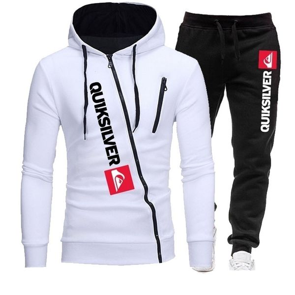 

men's 2-piece set hoodie + sweatpants spring autumn zipper sweatshirt cardigan trousers casual male tracksuit 211220, Gray