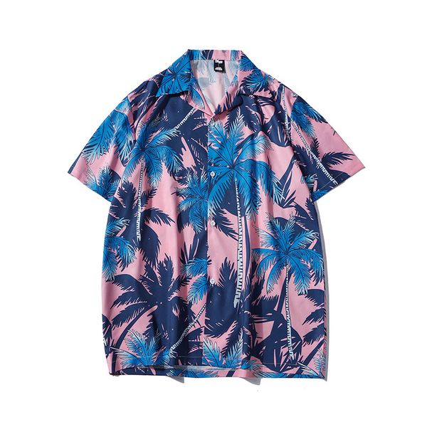 

men's shirts chao brand 2021 summer coconut tree printed shirt hawaiian short sleeve, White;black