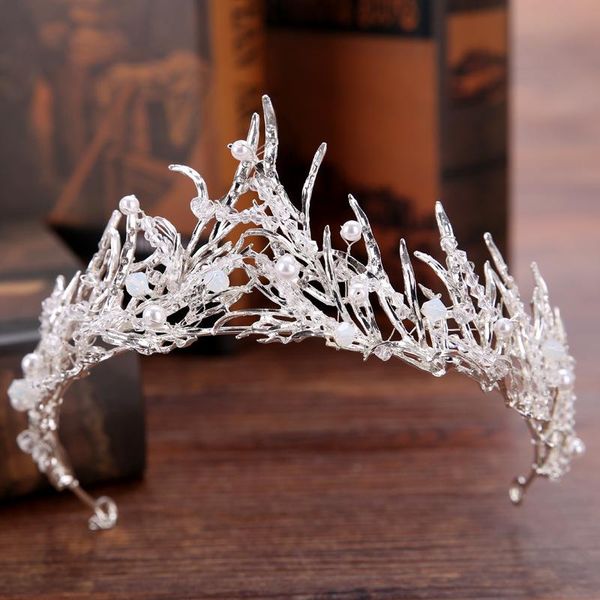 

hair clips & barrettes baroque luxury crystal beads bridal tiaras crown rhinestone pageant diadem bride headband wedding accessories, Golden;silver