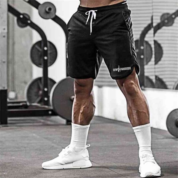 

summer brand mesh quick dry fitness shorts men gym knee length bodybuilding active joggers workout sweat short pants 210721, White;black