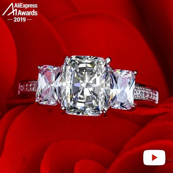 

cluster rings 7*9mm s925 fine jewelry sterling silver ring lab-created diamond 4cs wedding proposal dream, Golden;silver